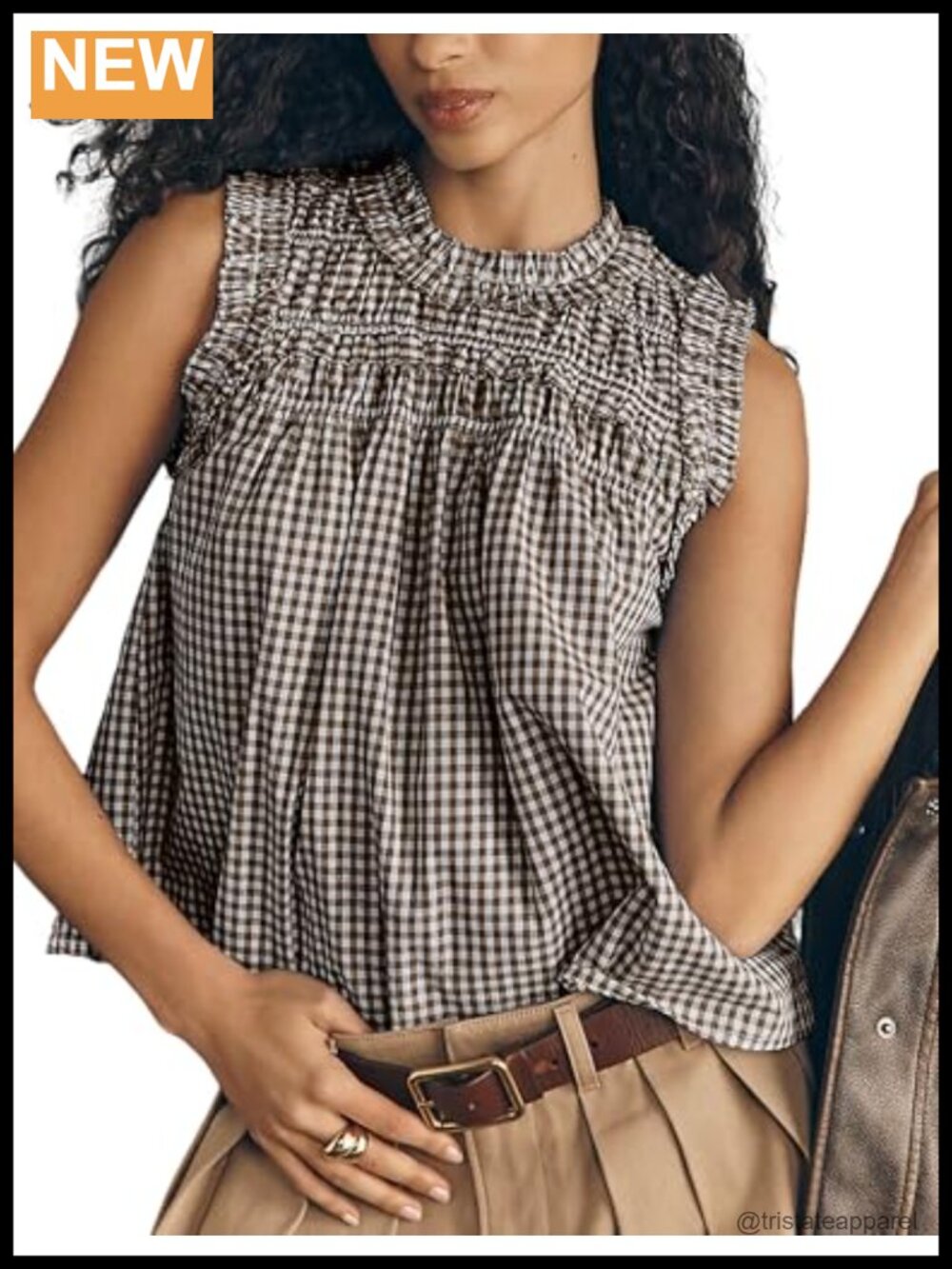 Cotton Sleeveless Plaid Peplum Babydoll Top for Women